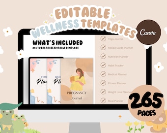 Bundle of Ultimate 9-in-1 Health and Wellness Planners (265 Pages) - Editable Canva Digital Templates