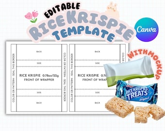 Editable Rice Krispies Treat Template: Printable Packaging (8.5 x 11 Sheet)