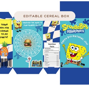 Editable Cereal Box Fun Cereal Box Template Kids Birthday Kids Editable Cereal Box Fun Cereal Box Template Kids Birthday Kids