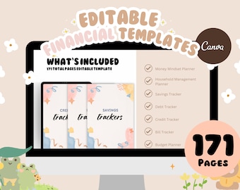 Budget Planner Canva Template: 7-in-1 Financial Planners (Digital)