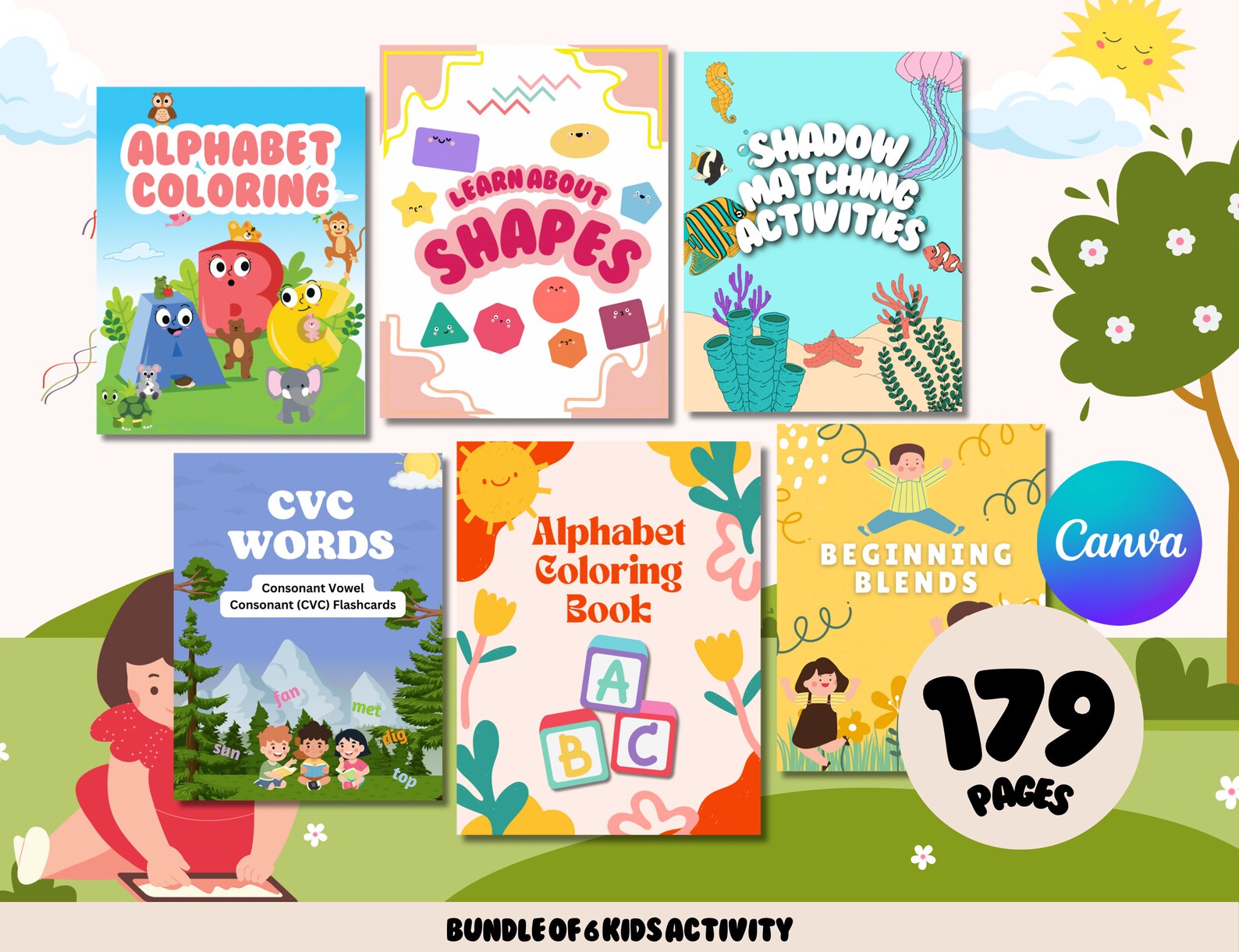 Toddler Learning Activity Bundle: Shapes, Alphabet, CVC Words (canva ...