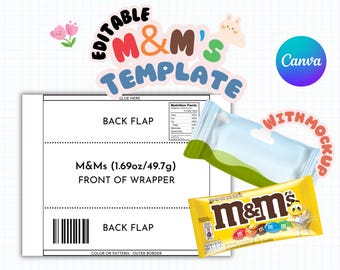 Editable m&ms Template, Packaging Template, 8.5 x 11 sheet Instant Download, Printable