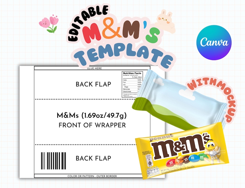 Editable M&ms Template, Packaging Template, 8.5 X 11 Sheet Instant ...