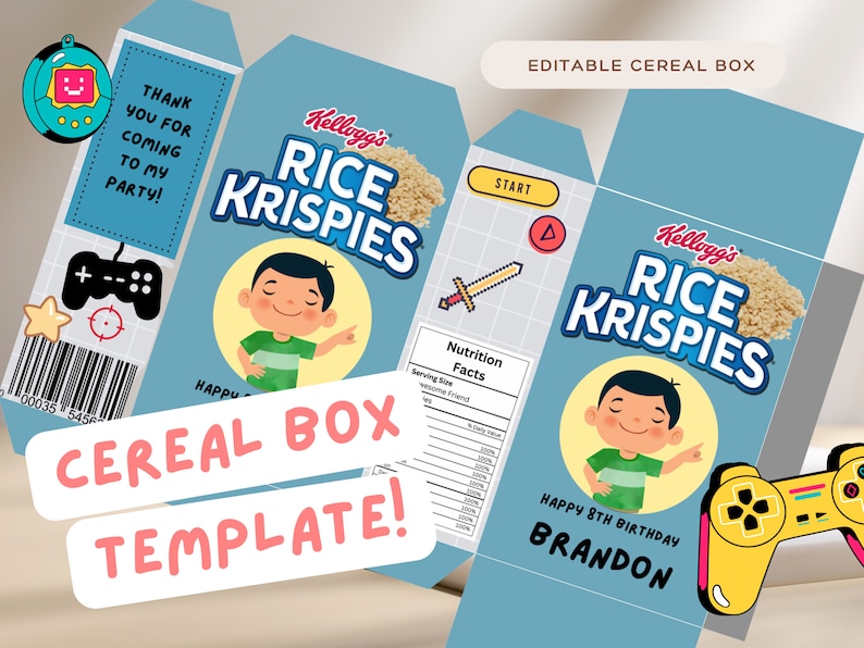 Editable Cereal Box Cereal Box Template Kids Birthday Kids Etsy Editable Cereal Box Cereal Box Template Kids Birthday Kids Etsy