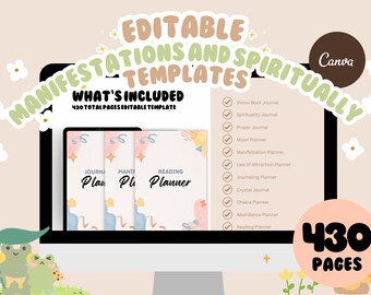 Manifestation Planner Canva Bundle: 12-in-1 Spiritual Journals (Editable Digital Template)