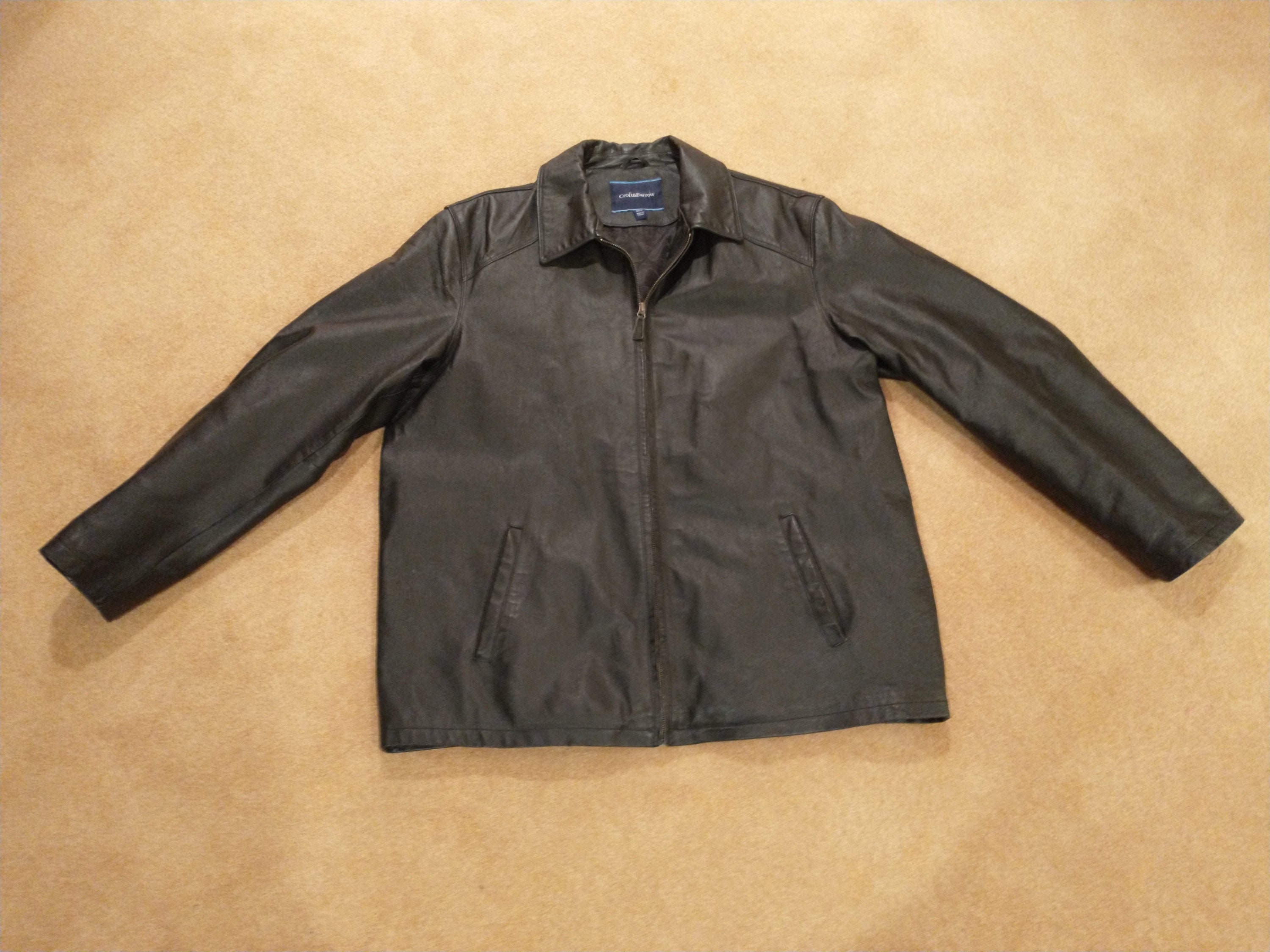 Vintage Croft and Barrow Men s Black Leather Jacket Size XL Tall