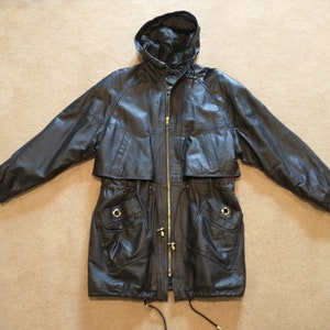 Vintage Comint Women&#39;s Black Leather Rain Jacket Size M