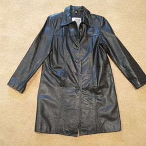 Vintage Middlebrook Park Women&#39;s Black Leather Rain Jacket Size M