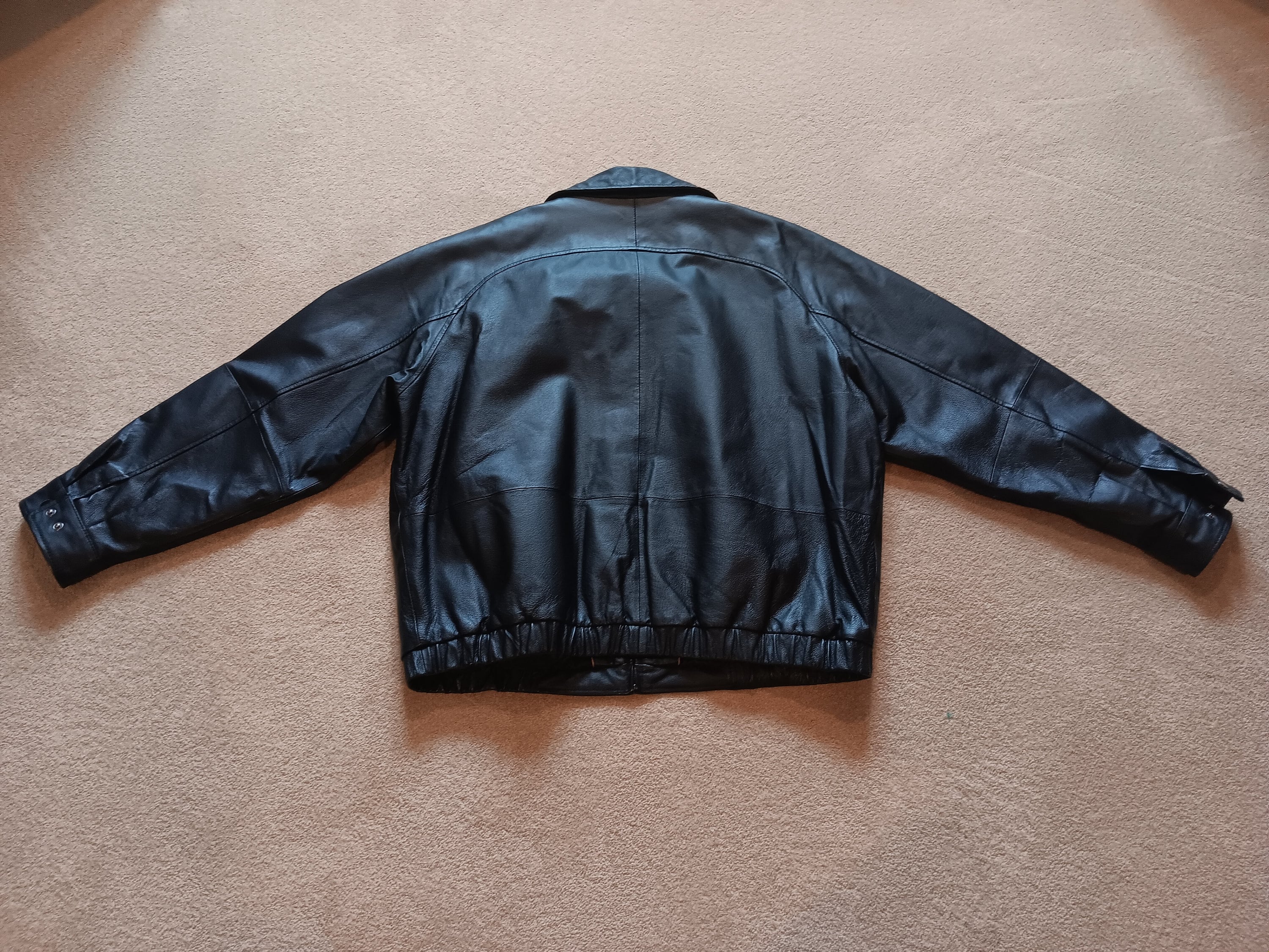 Vintage St. Johns Bay Men's Black Leather Bomber Jacket Size XXL