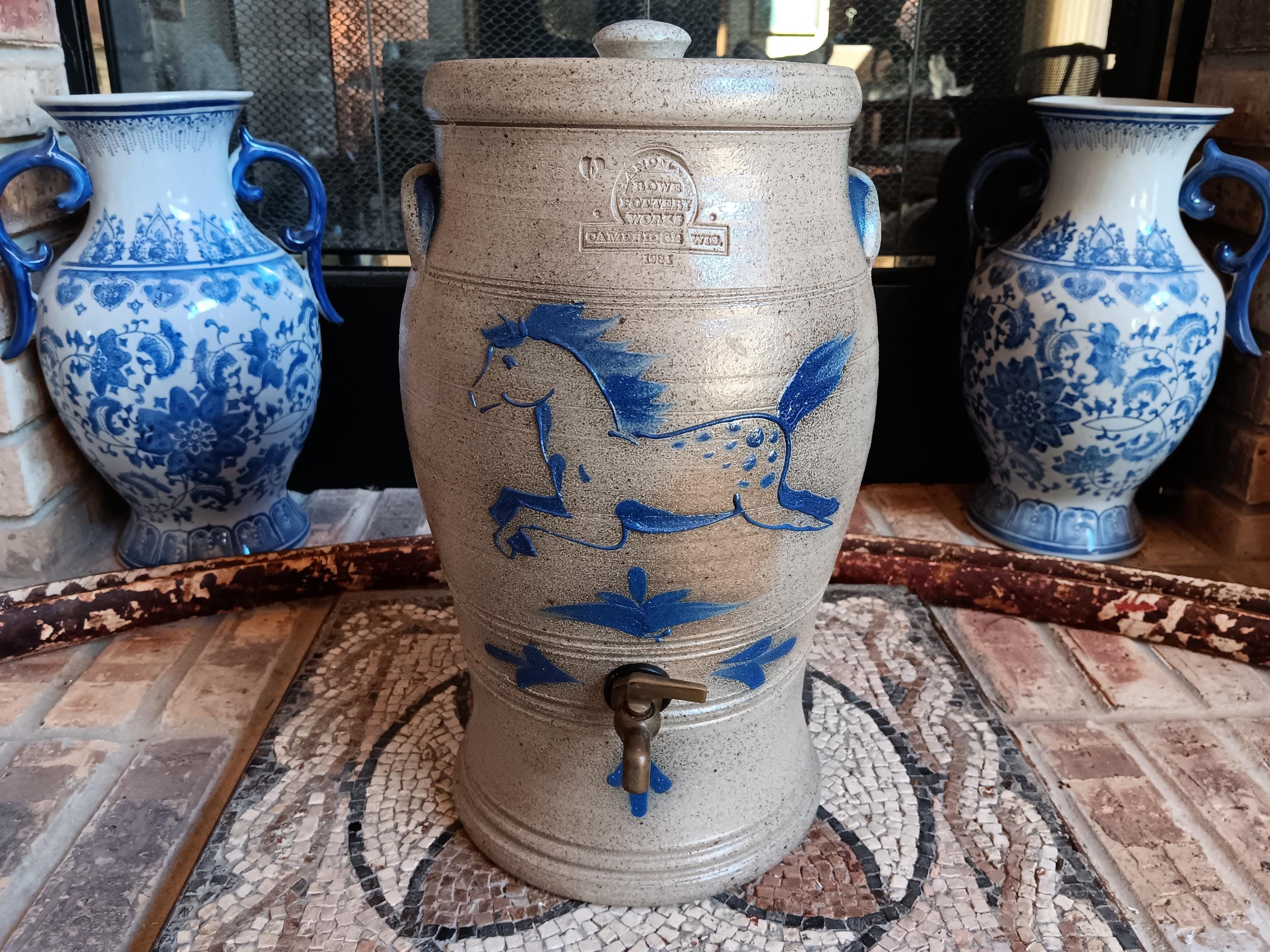 Vintage Rowe Pottery Works Water Cooler Horse Motif 1983 Rare