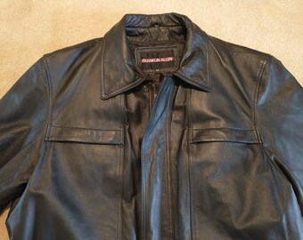 Vintage Franklin Allen Men s Black Leather Coat Size XXL Etsy