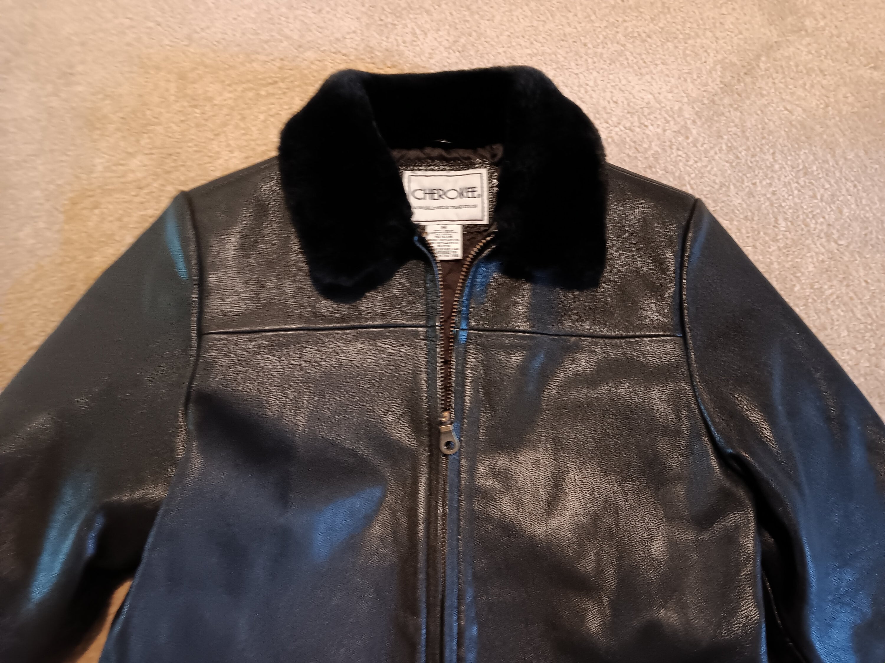 Vintage Cherokee Leather Childs Black Leather Jacket Size M Very