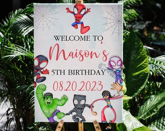 Welcome sign Spidey Invitation Spidey and his Amazing Friends Birthday Party Invite Web Editable Template Instant Download Digital