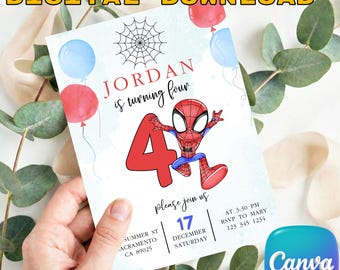 Digital Download Spidey and His Amazing Friends Birthday Invitation, Superhero Birthday Invite, Spidey Invitation Printable, Miles Morales