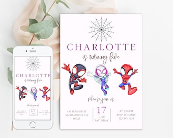 Spidey Girl Invitation Spidey and his Amazing Friends Birthday Party Invite Spidey Birthday Invite Web Editable Template Instant Download