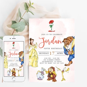 Invito di compleanno La Bella e la Bestia Principessa Belle