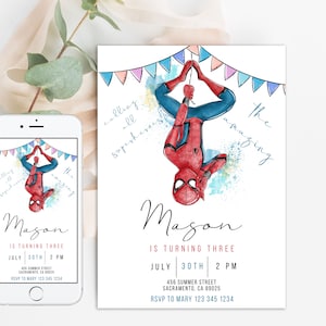 Spider man Invitation Birthday Party Invite Spidey Birthday Invite Web Editable Template Instant Download Digital