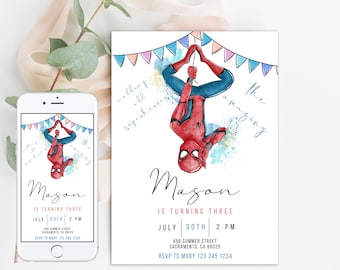 Spider man Invitation Birthday Party Invite Spidey Birthday Invite Web Editable Template Instant Download Digital