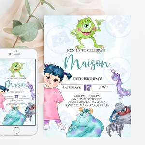 Monster Kindergeburtstag-Einladungsvorlage, Junge Monster Geburtstag einladen, Mädchen Monster Geburtstag, Sommer