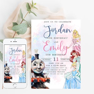 Thomas The Train Princess Birthday Invitation Girl Plantilla editable Descarga instantánea personalizada Digital o impresa