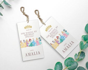 Little  Princess Birthday Thank You Tag Girl Editable Template Custom Instant Download Digital or Printed