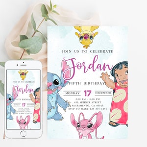 Stitch Birthday Invitation | Lilo Party | Stitch Party Invite | Beach party Invite | Birthday Pool Party Invite | Digital Invitation