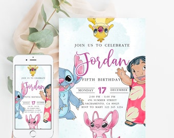 faire-part d'anniversaire | Fête Lilo | Invitation à une fête | Invitation à une fête sur la plage | Invitation fête d'anniversaire à la piscine | Faire-part numérique