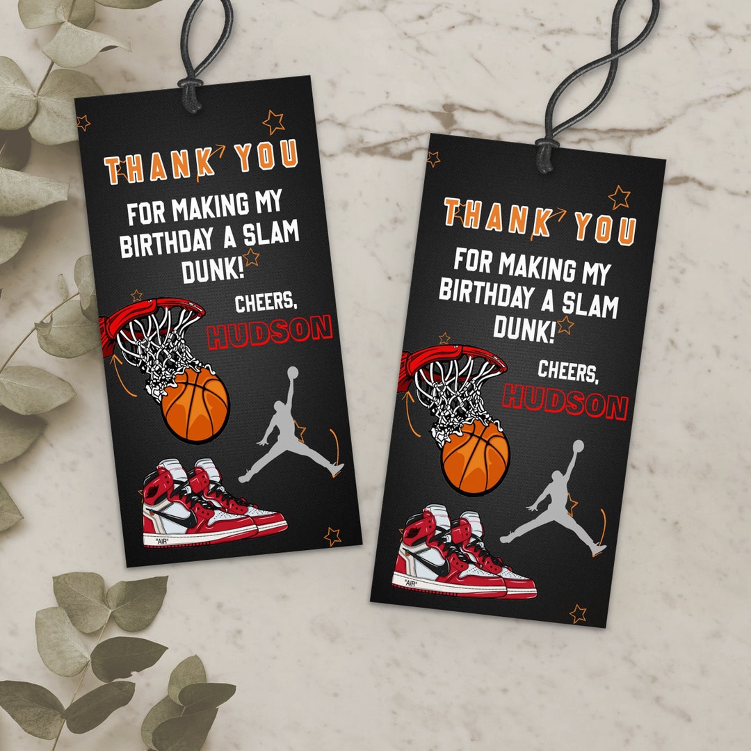Basketball Birthday Thank You Tag Template Printable, Editable - Etsy