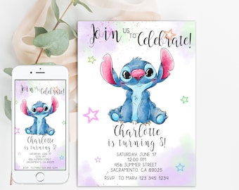 Stitch Birthday Invitation | Stitch Party | Stitch Party Invite | Beach party Invite | Birthday Pool Party Invite | Digital Invitation