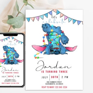 Stitch Christmas Birthday Invitation | Stitch Party | Stitch Party Invite | Beach party Invite | Birthday Pool Party Invite | Digital