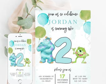 Sjabloon Monsters University Kid verjaardagsuitnodiging verjaardagsuitnodiging, jongen monsters verjaardagsuitnodiging, meisje monsters verjaardag, zomer