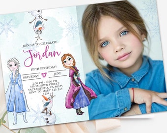 FROZEN Photo Invitation Elsa Birthday Invitation Winter Snow Birthday Printable, Editable Instant Download Template Frozen Invite