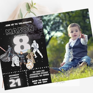 Star Wars Photo Birthday Invitation, Star Wars Party, Star Wars Birthday, Self editable Star Wars Invitation, Canva