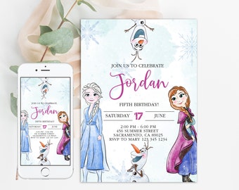 FROZEN Invitation  Birthday Invitation Winter Snow Birthday Printable, Editable Instant Download Template Frozen Princess  Invite