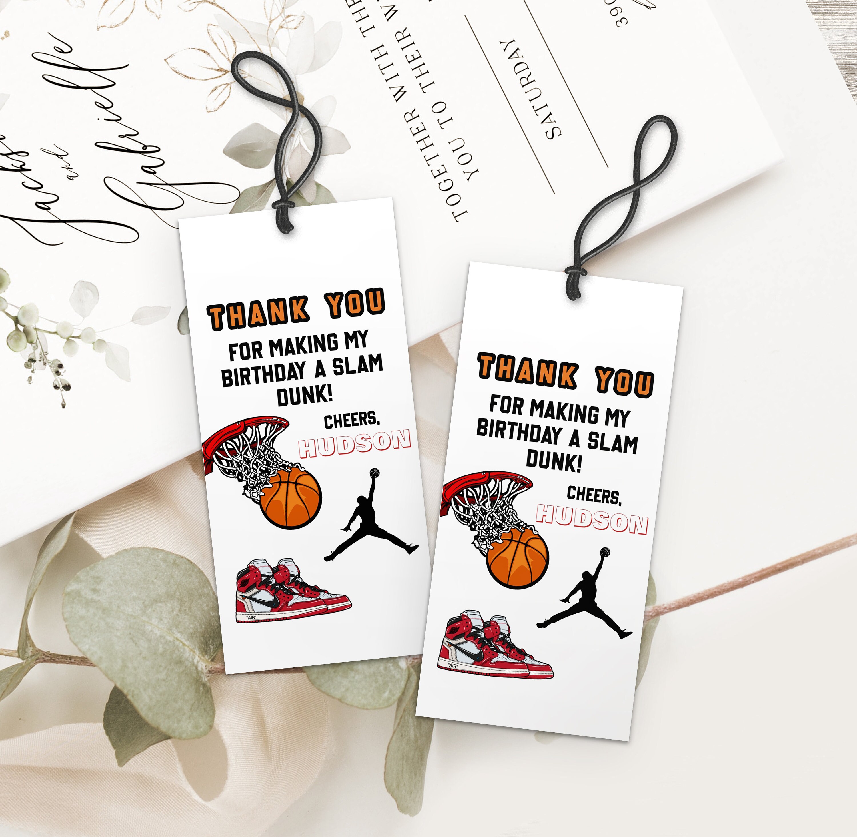 Basketball Birthday Thank You Tag Template Printable, Editable - Etsy