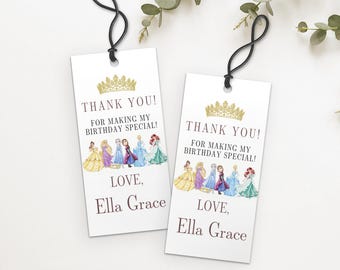 Princess Birthday Thank You Tag: Editable Template (Digital Download)