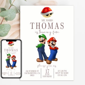 Super Mario and Luigi Birthday Invitation | Digital Invite, mario bros invitation