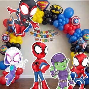 Party Decor Spidey and his amazing friends  Decoration Indoor Outdoor Coroplast Corrugated Plastic Sign Home Decor Event Gwen Spin Gobby