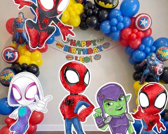 Party Decor Spidey and his amazing friends  Decoration Indoor Outdoor Coroplast Corrugated Plastic Sign Home Decor Event Gwen Spin Gobby