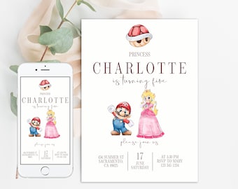 Super Mario and Princess Peach Birthday Invitation | Digital Invite, mario bros invitation