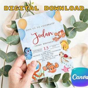 Nemo Invitation Finding Dory Birthday Finding Nemo Party Finding Editable Invitation Fish Nemo Digital File