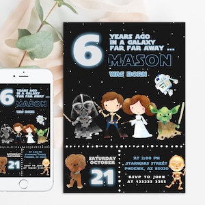 Star Wars Birthday Boy Invitation, Star Wars Party, Star Wars Birthday, Self editable Star Wars Invitation