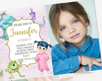 Monsters Kid Photo  Birthday Invitation template, Boy Monsters Birthday Invite, Girl Monsters Birthday, Summer