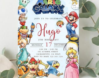 Super Mario Galaxy themed Birthday Invitation | Digital Invite, mario bros invitation