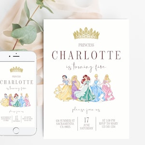 Little  Princess Birthday Invitation Girl Editable Template Custom Instant Download Digital or Printed