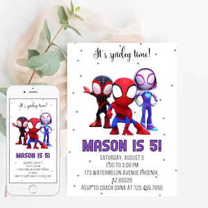 Spidey Invitation Spidey and his Amazing Friends Birthday Party Invite Spidey Birthday Invite Web Editable Template Instant Download Digital