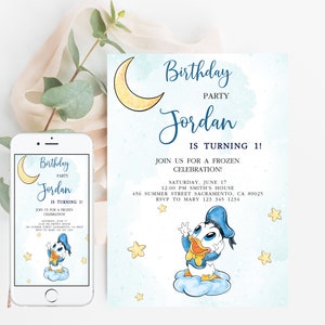 Donald Duck Baby Birthday invitation Donald Duck Party Mobile Phone Text Invitation Electronic Email Invite Digital Invitation, Digital File