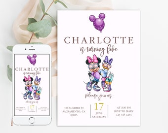 Minnie Mouse Daisy Birthday Invitation Girl Editable Template Custom Instant Download Digital or Printed