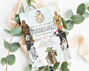 Star Wars Printable birthday invite, Editable invitation, instant Download, wars invitation, Star invite, wars invitation, darth vader