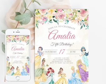 Little  Princess Birthday Invitation Girl Editable Template Custom Instant Download Digital or Printed